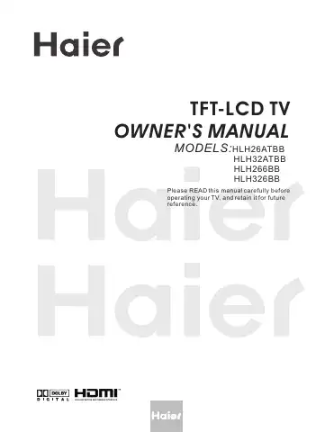 Haier HLH26ATBB Owner's Manual first page preview