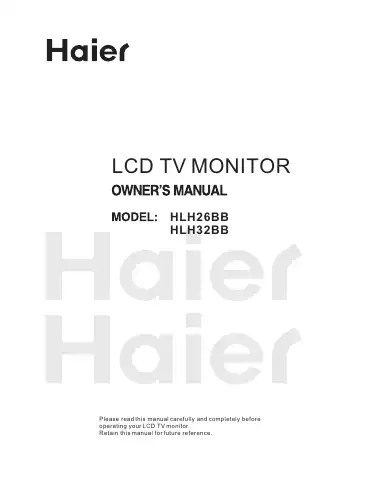 Haier HLH32BB Owner's Manual first page preview