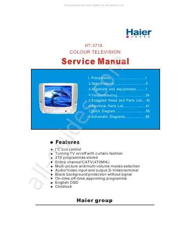 Haier HT-3718 Service Manual first page preview