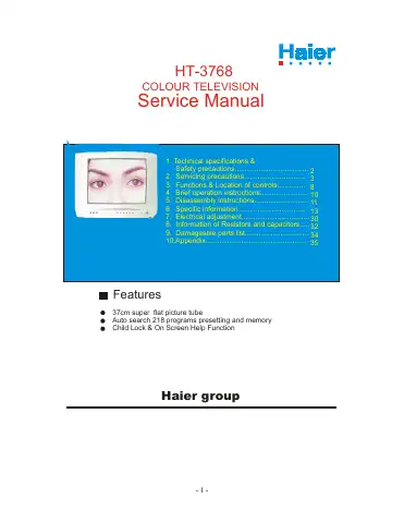 Haier HT-3768 Service Manual first page preview