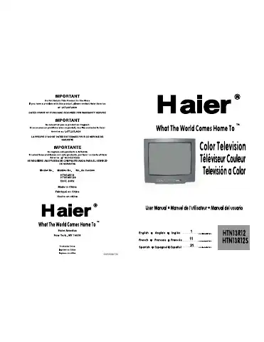 Haier HTN13R12 User Manual first page preview