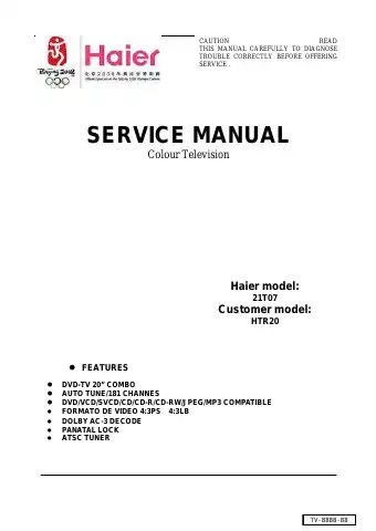 Haier 21T07 Service Manual first page preview