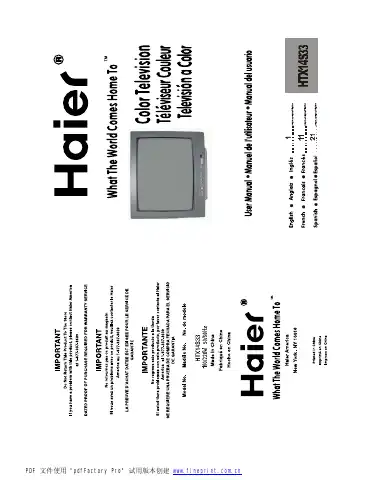 Haier RT-1424 User Manual first page preview