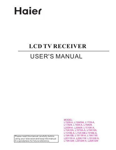 Haier L1509-A User Manual first page preview