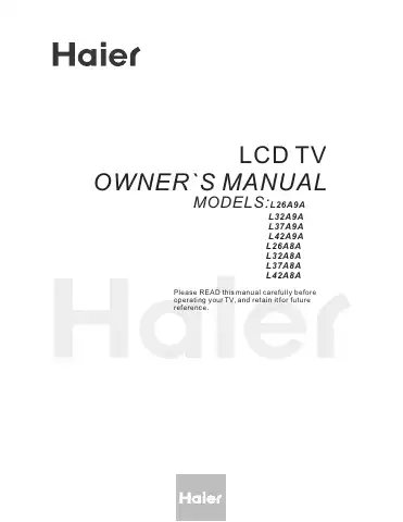 Haier L26A8A Owner's Manual first page preview