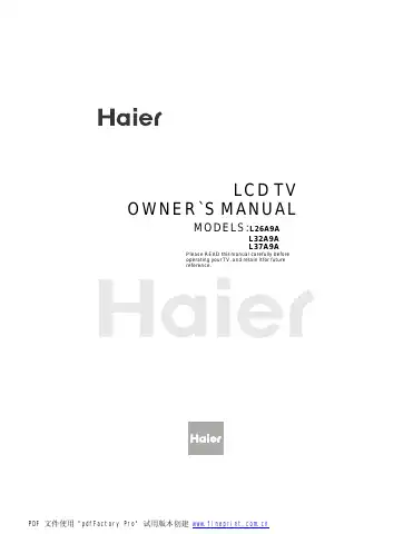 Haier L26A9A Owner's Manual first page preview
