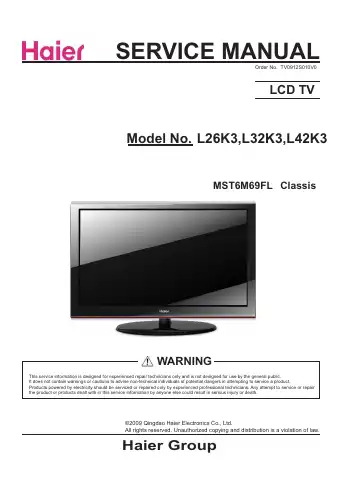 Haier L26K3 Service Manual first page preview