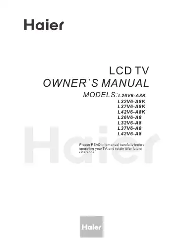 Haier L26V6-A8K Owner's Manual first page preview