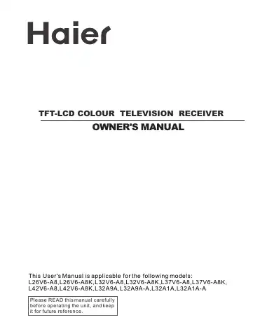 Haier L26V6-A8 Owner's Manual first page preview