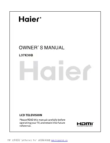 Haier L37K30B User Manual first page preview