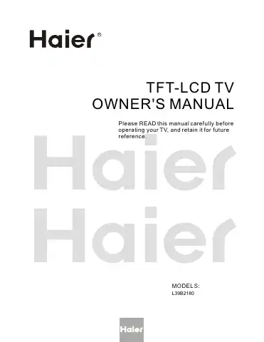 Haier L39B2180 Owner's Manual first page preview