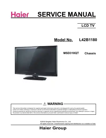 Haier L42B1180 Service Manual first page preview