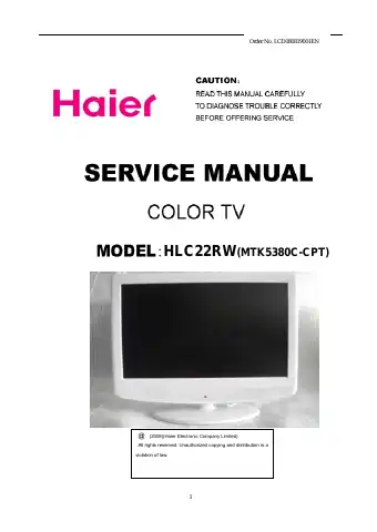 Haier HLC22RW Service Manual first page preview