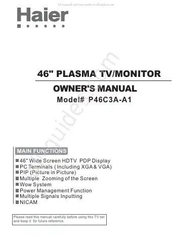 Haier P46C3A-A1 Owner's Manual first page preview