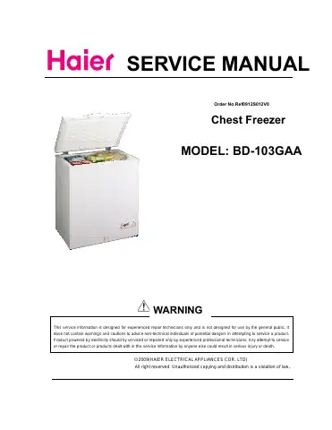 Haier BD-103GAA Service Manual first page preview