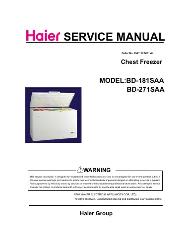 Haier BD-181SAA Service Manual first page preview