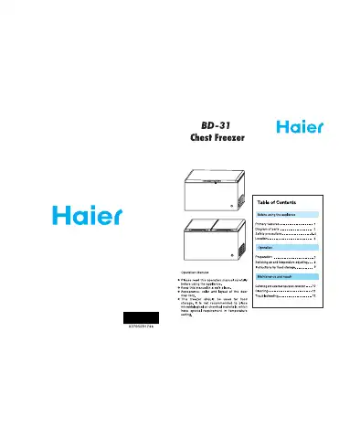 Haier BD-31 Operation Manual first page preview