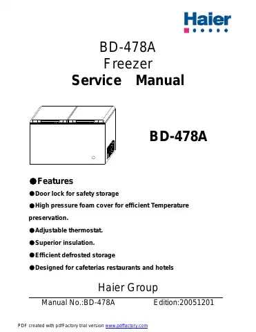 Haier BD-478A Service Manual first page preview