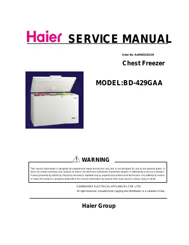 Haier BD-429GAA Service Manual first page preview