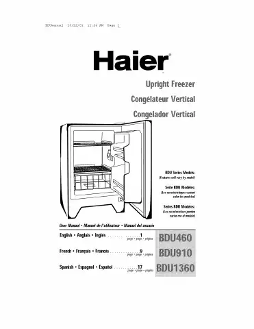 Haier BDU1360 User Manual first page preview