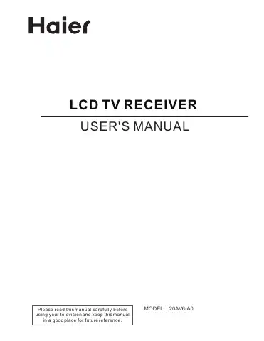 Haier L20AV6-A0 User Manual first page preview