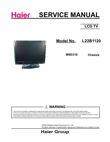 Haier L22B1120 Service Manual first page preview