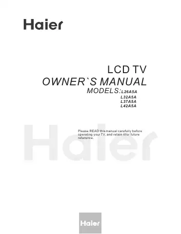Haier L26A5A Owner's Manual first page preview