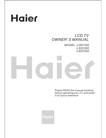 Haier L26C300 Owner's Manual first page preview