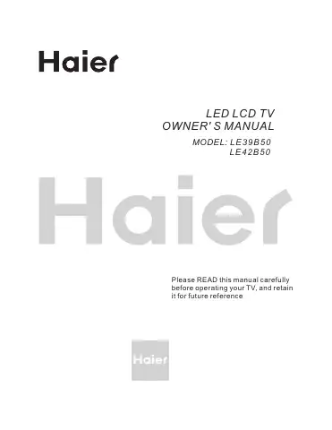 Haier LE39B50 Owner's Manual first page preview