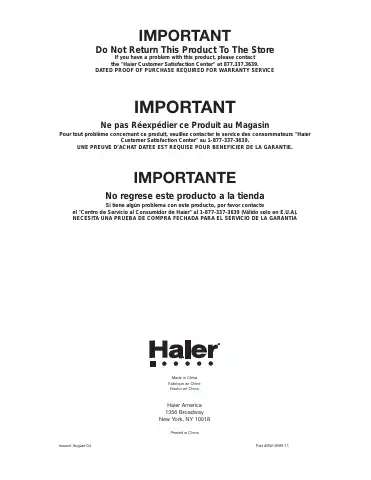 Haier HDB24EA User Manual first page preview