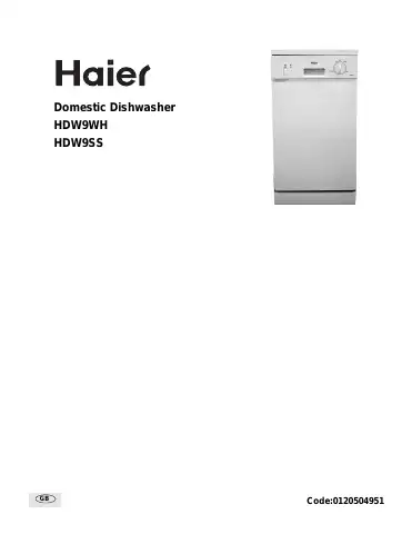 Haier HDW9SS Owner's Manual first page preview