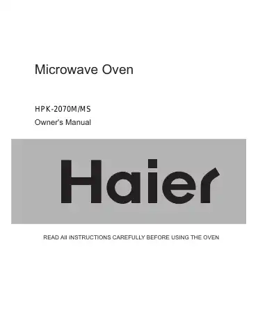 Haier HPK-2070M Owner's Manual first page preview
