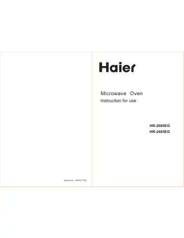 Haier HR-2080EG Instructions For Use Manual first page preview