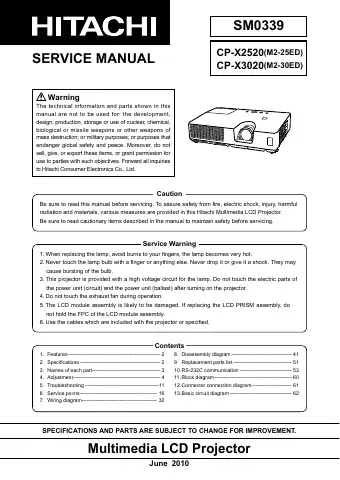 Hitachi CP-X2520 Service Manual first page preview
