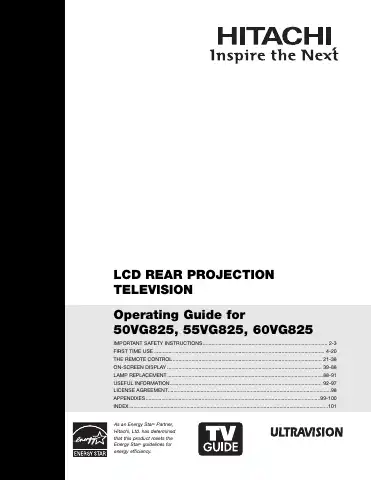 Hitachi 55VG825 Operating Manual first page preview