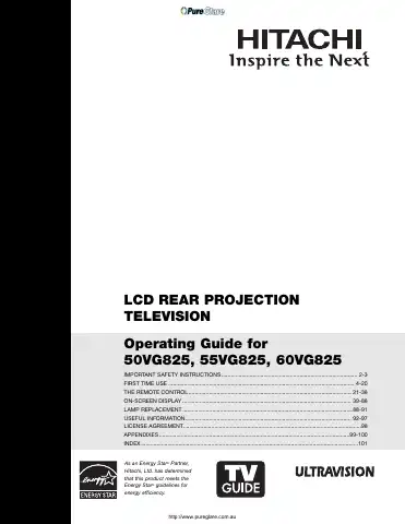 Hitachi 50VG825 Operating Manual first page preview