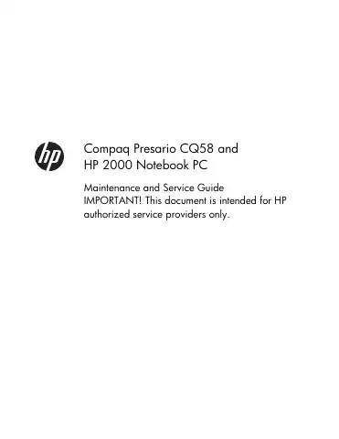 HP CQ58-300 Maintenance And Service Manual first page preview