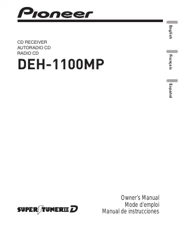 Pioneer DEH-1100MP Owner's Manual first page preview