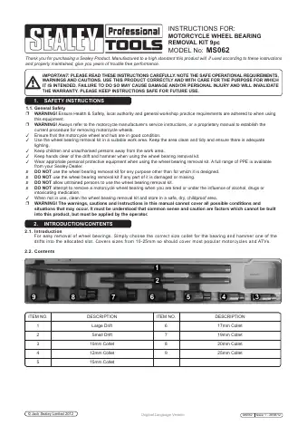 Sealey MS062 Instructions Manual first page preview