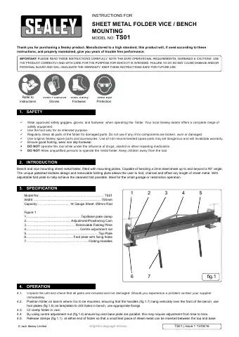 Sealey TS01 Instructions Manual first page preview