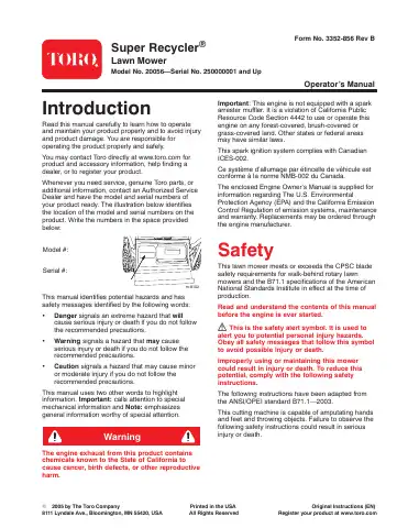 Toro 250000001 Operator's Manual first page preview
