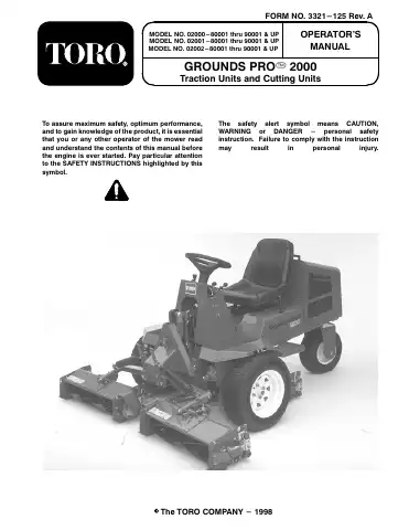 Toro 02000 Operator's Manual first page preview