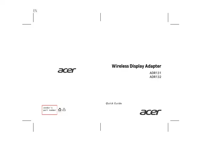 Acer ADR131 Quick Manual first page preview