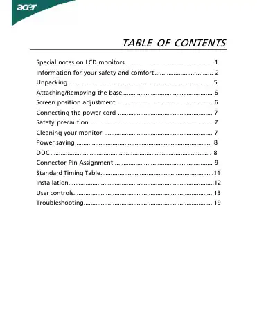 Acer P215H Series User Manual first page preview