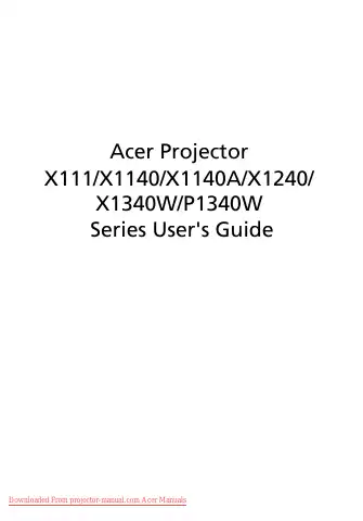 Acer X111 User Manual first page preview