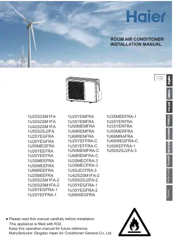 Haier 1U35S2SM1FA Installation Manual first page preview