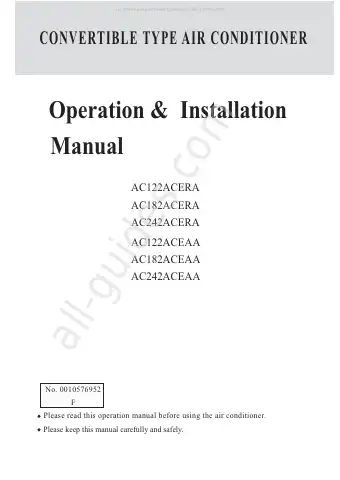 Haier AC122ACEAA Operation & Installation Manual first page preview