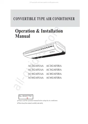 Haier AC282AFEAA Operation & Installation Manual first page preview