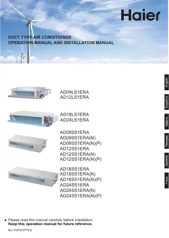 Haier AD09LS1ERA Operation Manual And Installation Manual first page preview