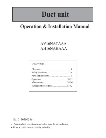 Haier AV16NATAAA Operation & Installation Manual first page preview